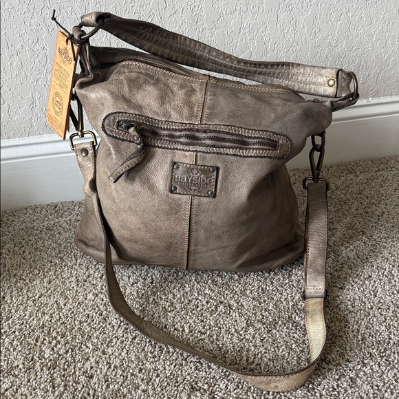New Bayside Italian Leather Shoulder Bag with Crossbody Strap